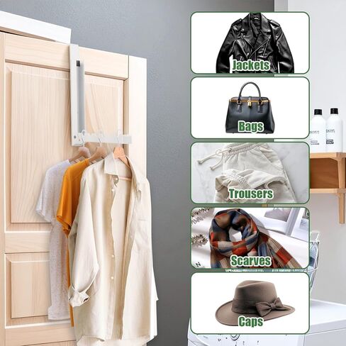 2 Pack Over The Door Hooks Hanger Rack,Portable Storage Foldable Folding Clothes Drying Hanging Rack Cubicle Rrying Heavy Duty Hanger for Clothes, Coats, Towels for Bedroom Bathroom White in Saudi Arabia