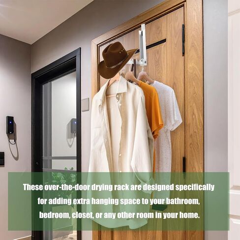2 Pack Over The Door Hooks Hanger Rack,Portable Storage Foldable Folding Clothes Drying Hanging Rack Cubicle Rrying Heavy Duty Hanger for Clothes, Coats, Towels for Bedroom Bathroom White in Saudi Arabia