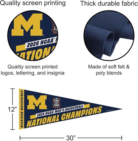 Michigan Team University Wolverines Pennant 2026 Basketball National Champions Banner in Saudi Arabia