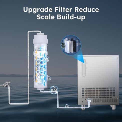 Commercial Ice Maker Machine, 450LBS/24H Under Counter Ice Maker, 8-15 Minutes Ice Making, with 120 LBS Storage Bin, Stainless Steel Freestanding Commercial Ice Machine for Home Bar Cafe Office in Kuwait