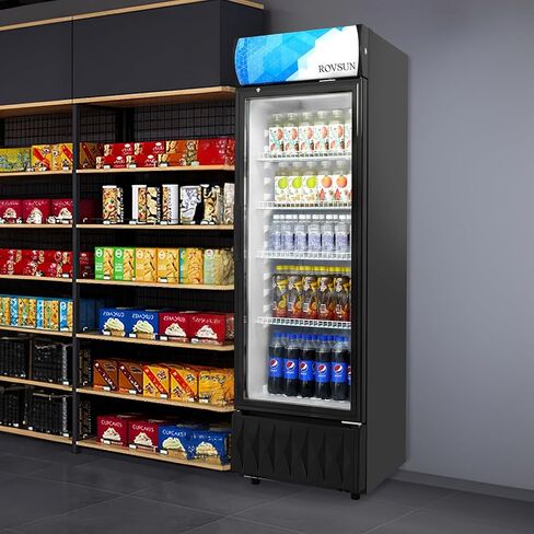 Leadzm 8.1 Cu.Ft Commercial Display Refrigerator Commercial Beverage Cooler Merchandiser Drink Fridge w/Automatic Defrosting LED Lighting Single Glass Door for Bar Restaurant Cafe, Black in Saudi Arabia