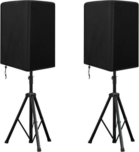 2PCS Speaker Cover for 15 Inch PA/DJ Powered Speaker Mounted on Stand, Outdoor Speaker Covers UV Protection Water Resistant Dustproof 800D Oxford Cloth(Black) in Saudi Arabia