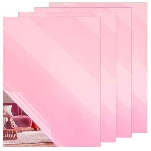 JMIATRY 4 Pack Pink Mirror Acrylic Sheet 1/8 Thick Translucent Mirror Acrylic Sheet 16x12 Inch Plastic Mirror Sheets Pink Plexiglass Sheet Square Board for Signs, Lighting, DIY Crafts in Saudi Arabia