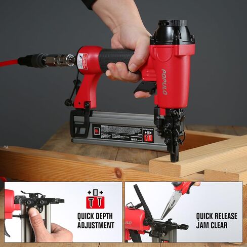 POPULO 2 "مسمار براد هوائي، 2 في 1 مسدس مسامير هوائي مع 1600 دبابيس ومسامير، 18 مقياس مسامير براد للتنجيد، أعمال الخشب، أو إصلاح المواد (ضاغط الهواء غير متضمن) in Kuwait