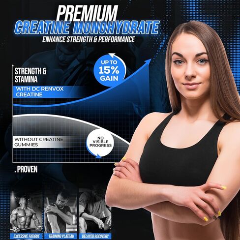Creatine Monohydrate Gummies 5000 MG for Men & Women, Pre Workout gummys, Creatine Monohydrate for Muscle Growth, Strength & Energy Support , Flavored, 120 count Chewable Gummies, Blueberry Flavor in Saudi Arabia