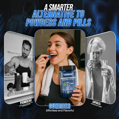 Creatine Monohydrate Gummies 5000 MG for Men & Women, Pre Workout gummys, Creatine Monohydrate for Muscle Growth, Strength & Energy Support , Flavored, 120 count Chewable Gummies, Blueberry Flavor in Saudi Arabia