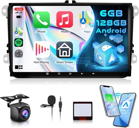 4G 64G Android 15 Car Stereo Radio for VW Passat Jetta Tiguan Golf MK5 MK6 T5 EOS Polo Touran Seat Sharan Carroid Auto ، 9 '' 'GPS GPS Bluetooth Link WiFi FM/RDS DSP Backup. in Saudi Arabia