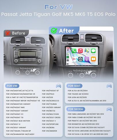 4G 64G Android 15 Car Stereo Radio for VW Passat Jetta Tiguan Golf MK5 MK6 T5 EOS Polo Touran Seat Sharan Carroid Auto ، 9 '' 'GPS GPS Bluetooth Link WiFi FM/RDS DSP Backup. in Saudi Arabia