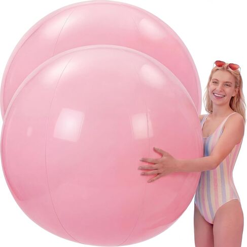 Tradder 2 Pcs 60 Inch Giant Inflatable Beach Ball Large Pastel Inflatable Float Jumbo Pool Playground Balls for Adults Summer Outdoor Water Pool Beach Party Favor in Saudi Arabia