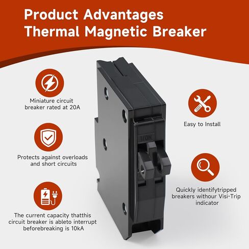 QO2020C 2 × 1 قطب 20 أمبير 120/240 فولت تيار متردد 10 كيلو أمبير قاطع دائرة صغير ترادفي متوافق مع شنايدر إلكتريك ومركز تحميل SD QO ولوحات التوزيع CSED وNQOD نوع التثبيت الإضافي in Kuwait
