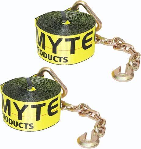 منتجات Mytee (10 عبوات من أشرطة الونش مقاس 3 بوصات × 30 بوصة مع سلسلة، وحزام ربط مسطح WLL 5000 للأسفل in Kuwait