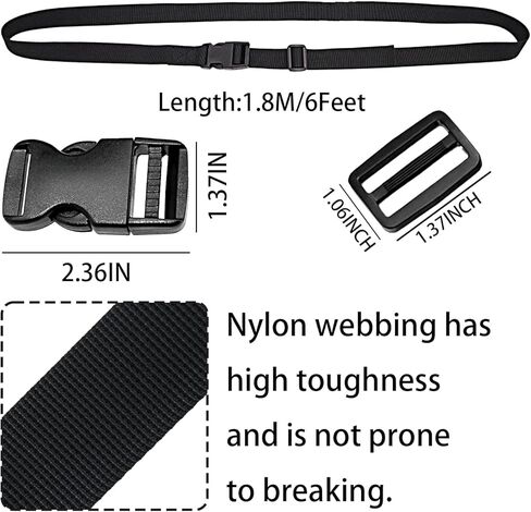 Nylon Strap with Buckle, Quick Release Short Adjustable Straps with Buckles, Securing Tie Down Straps for Backpacking, Compression Golf Bag, Camping Outdoor Activities 1" x 71" (6ft) 2Pcs in Saudi Arabia