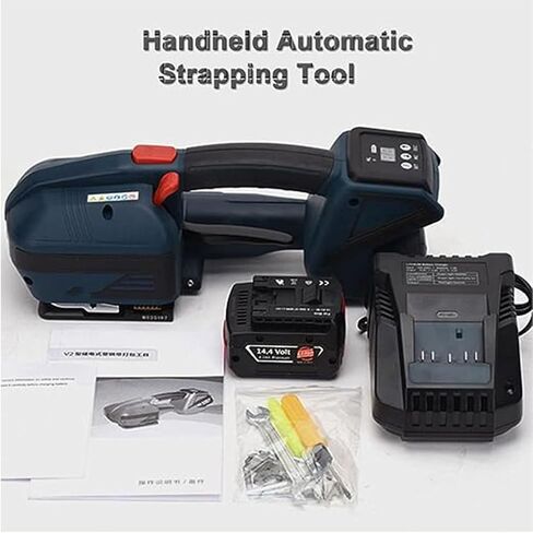 Portable Electric Strapping Machine, 4000mAh Battery Powered, Automatic Welding Banding Tool for PP/PET Straps, Adjustable Tension for Pallet Packaging, 1 Battery (2 Batteries Option) in Saudi Arabia