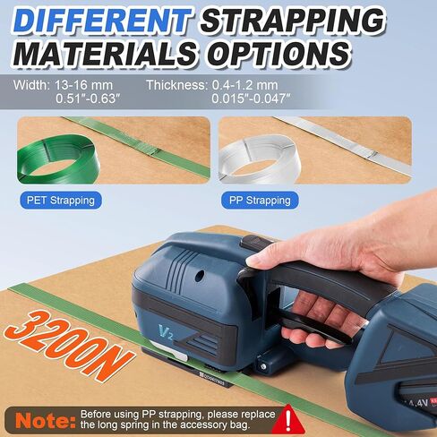 Heavy Duty Handheld Strapper Strapper, Plastic Steel Strap Strapper, Automatic Banding Tensioner Machine, Larger Battery with Display Screen Electric 4000mah Battery X2 in Saudi Arabia
