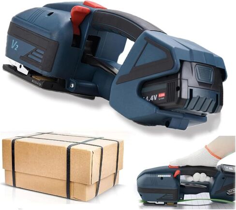 Electric Strapping Machine, Industrial Automatic Banding Tool, with Digital Display, Portable Baler Packaging Tensioner Kit, 2x4000mah Battery, for Warehouse Box Pallet Packaging in Saudi Arabia