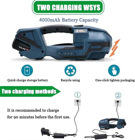 Electric Strapping Machine, Industrial Automatic Banding Tool, with Digital Display, Portable Baler Packaging Tensioner Kit, 2x4000mah Battery, for Warehouse Box Pallet Packaging in Saudi Arabia