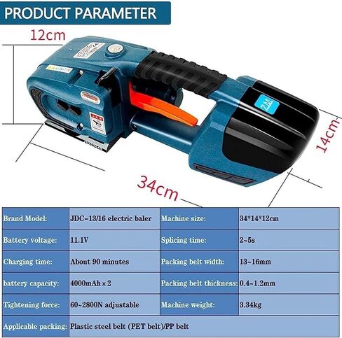 Electric Strapping Machine for 1/2-5/8in PP/PET Straps with Dual 4000mAh Batteries, Automatic Banding Tool for Boxes & Pallets in Saudi Arabia