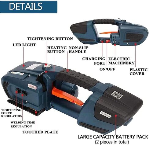 Electric Strapping Machine for 1/2-5/8in PP/PET Straps with Dual 4000mAh Batteries, Automatic Banding Tool for Boxes & Pallets in Saudi Arabia