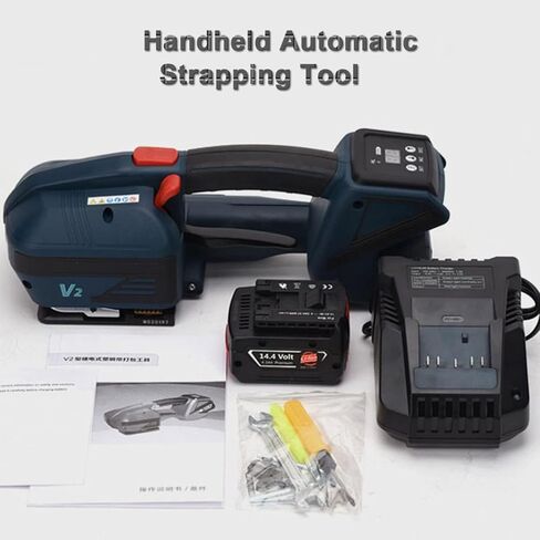 Handheld Electric Strapping Machine, Automatic Welding Tool for 13-16mm PP/PET Straps, LED Display, 2x4000mAh Batteries, for Box & Pallet Packaging in Saudi Arabia