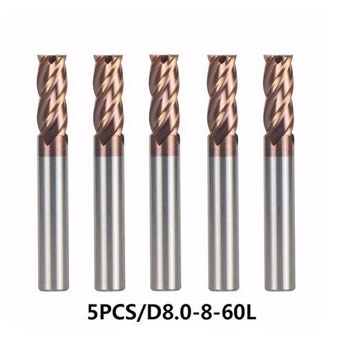 End Mill Sets Tungsten Steel Mills Diameter 8mm 4 Flute Flattened Head Milling Cutters 5pcs/lot D8-8-60 in Saudi Arabia