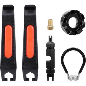 Oumers 6 Pack of Bicycle Spoke Tool, Bicycle Spoke Wrench,Valve Core Wrench,Bicycle Spoke Spanner(14G),Valve Adapter,2PCS Bike Tyre Lever,Bike Rim Correct Tool