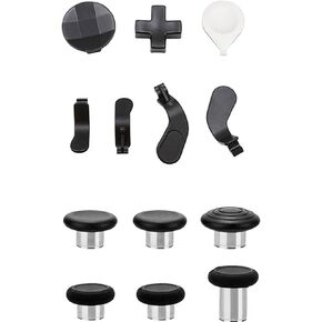 13 in 1 Metal Thumbsticks for Xbox One Elite Series 2,Replacement Magnetic Buttons kit for Xbox Series 2 Core, Includes 6 Magnetic Swap Joysticks, 4 Paddles, 2 D-Pads, 1 Adjustment Tool(Black)