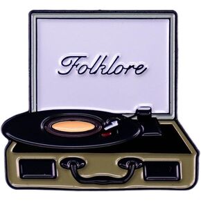 Music album vinyl record player enamel lapel pin folklore Brooch For Backpacks