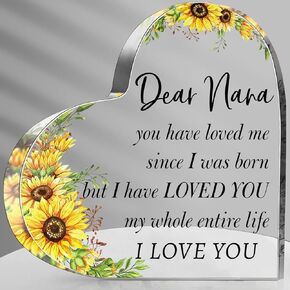 Nana Mothers Day Gifts from Grandchildren, Acrylic Heart Sign Presents, Birthday Christmas Valentines Day Gifts for Nana, Grandma, Grammy, Grandmother