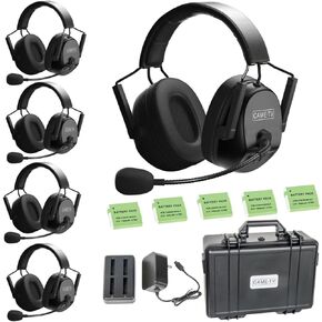 Came-TV Kuminik8 1.9GHz Wireless Intercom Headset System Noise Cancellation Zero Latency Full Duplex Dual Ear 5 Person Team Communication with Hardcase for Church Boating TV Film Production Drone