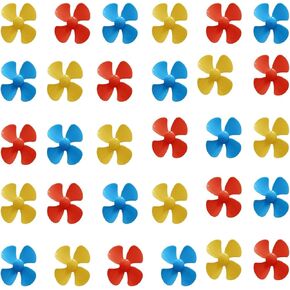 30 Pc Propeller Props, Small Four-Blade Propeller Blade Science and Technology Creative Production Process Material for 130 Motor Rotating Blade 2mm/0.08 inshaft Propeller (3 Colors Mixed) skrnrhrery