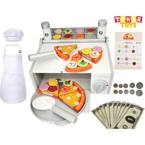 Toys Children Toy Pizza Oven Set - Pizza Oven - Pizza Cutter - 6 Slices - 18 toppings. Your Child Will Have Fun Using Their Imagination and Endless Fun