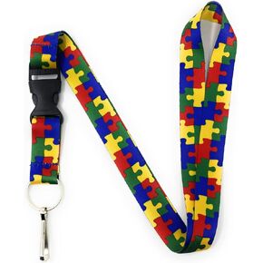 Autism Lanyard for ID Badges | Autism Key Lanyard and ID Holder with Detachable Buckle | Autism Puzzle Piece Keychain | Autism Awareness Accessories