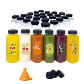 Holotap 42 Pcs 10 OZ Plastic Bottles with Caps, Empty PET Clear Disposable Bulk Juice Bottles with Black Tamper Evident Lids for Juicing, Protein Drinks and Other Beverage Containers