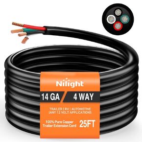 nilight 4 طريقة مقطورة نهاية موصل 10 أقدام كابل مغلف الثقيلة 18awg 4 دبوس مقطورة ضوء المكونات النحاس النقي مقطورة الجانب الذكور استبدال نهاية 4 شقة تمديد الأسلاك تسخير، 2 سنة الضمان