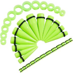 Longbeauty 36Pcs 00G-20mm Ear Gauge Stretching Kit Acrylic Tapers for Ear Gauges Kit and Thick Silicone Tunnels Stretchers Expanders Multicolor