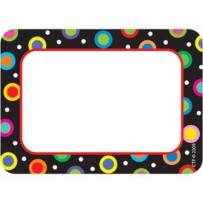 Creative Teaching Press Dots On Black Name Tags Black. 3-1/2 x 2-1/2 Inches