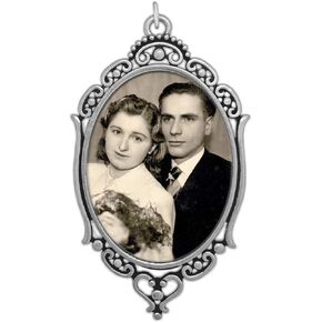Bridal Wedding Bouquet Photo Charm Oval with Clear Cover and Photo Resizing Software