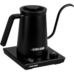 MHW-3BOMBER Gooseneck Electric Kettle, Pour-Over Coffee Kettle Tea Kettle Beginner Friendly Precise Temperature Control LED Display Perfect for 2-3 Servings Black BK6058B