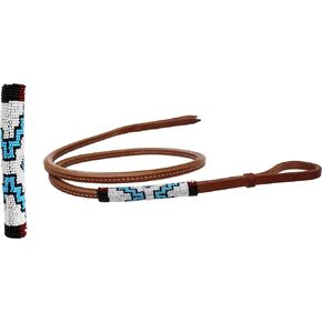 Horse Leather Western Saddle Tack Over and Under Beaded Whip 700RT01-06