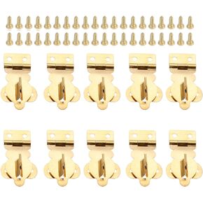 dophee 10Pcs Brass Solid Padlock Hasp, Mini Decorative Hasps Buckles with Screws for Wooden Box Jewelry Box Wine Gift Case Chest Suitcase, 1.06"x0.75"
