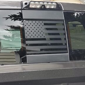Rear Middle Window American Flag Decal for 2019 2020 2021 2022 2023 2024 Dodge RAM 1500 2500 3500, Back Center Sliding Window Glass USA Flag Vinyl Sticker(Thin Blue Line)