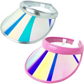 2 Pack Colored Clip On Sun Visor Hats Women Men Colorful