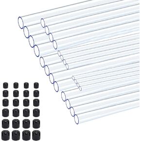 24pcs Rigid Tubing Assortment, 4mm 8mm 12mm 16mm 20mm 24mm ID, 1mm Wall thickness, with 24pcs Round Rubber Plugs For DIY and Home Repairs