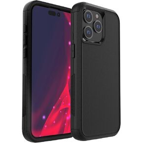 X-belmox Heavy Duty 3-Layer iPhone 15 Plus Protective Phone Case, [Shockproof] MiIitary Non-Slip Protection Drop Proof Durable Cover for iPhone 15 Plus 6.7", （Black）