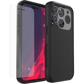 X-belmox Heavy Duty 3-Layer iPhone 15 Plus Protective Phone Case, [Shockproof] MiIitary Non-Slip Protection Drop Proof Durable Cover for iPhone 15 Plus 6.7", （Black）