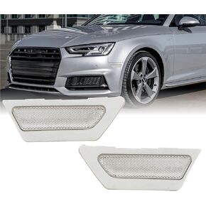 USR DEPO 17-19 A4 S4 B9 Clear Front Bumper Reflector Side Marker Assembly (Left + Right) Compatible with 2017-2019 Audi A4 S4 B9 (4D Sedan)