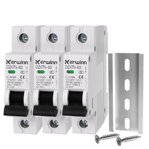 3PCS Miniature Circuit Breaker 120V/240V ac Circuit Breaker 1 Pole 6Amp Smart Circuit Breaker DIN Rail Mount for Marine Power Systems,Solar photovoltaic Systems(20A)