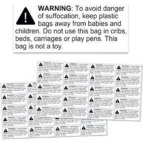 Rectangular Suffocation Warning Labels - Pack of 1000, 2.4 x 1"