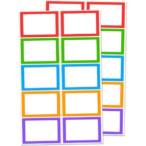 250 Pack, Colored Name Tag Stickers Labels Sheets - 3" x 2"
