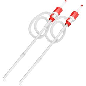 TERA PUMP [2PK] 55 Gallon Drum Pump with Segmented Suction Tube for Drinking Water, Corrosives, Detergents, Mild Acids, Gas, Diesel, Liquid Waxes & more Red